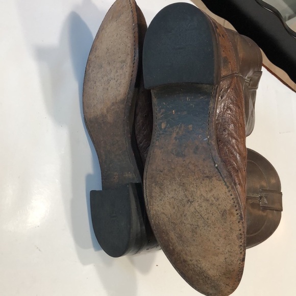 Nocona Brown Ostrich Smooth Cowboy Boots 
Sz 8D - Picture 9 of 9
